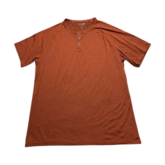 01.ALGO AlgoFlex Russel Performance Henley Orange T-Shirt Size Large - Picture 2 of 5